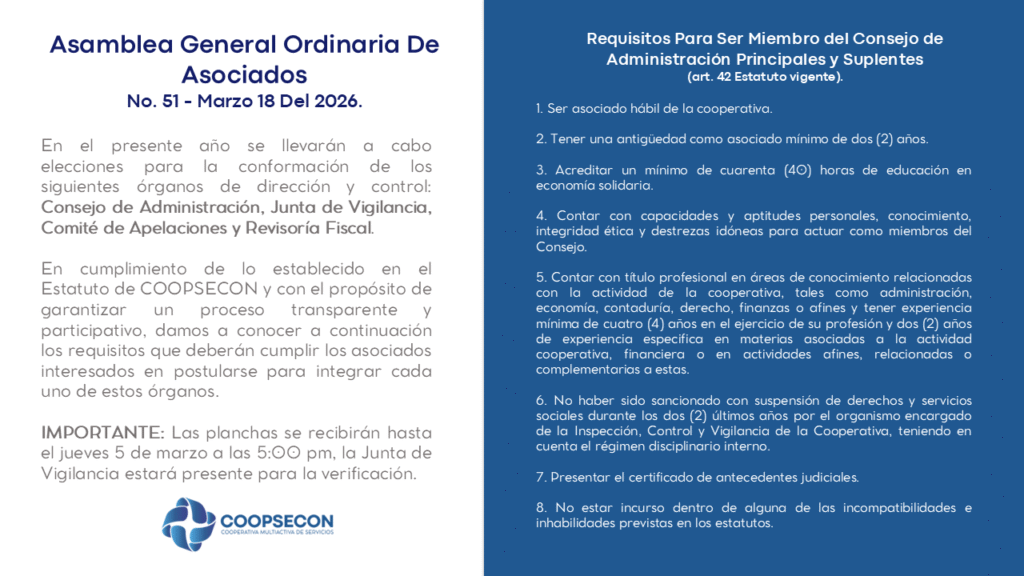 Requisitos Miembros Consejo de Administración