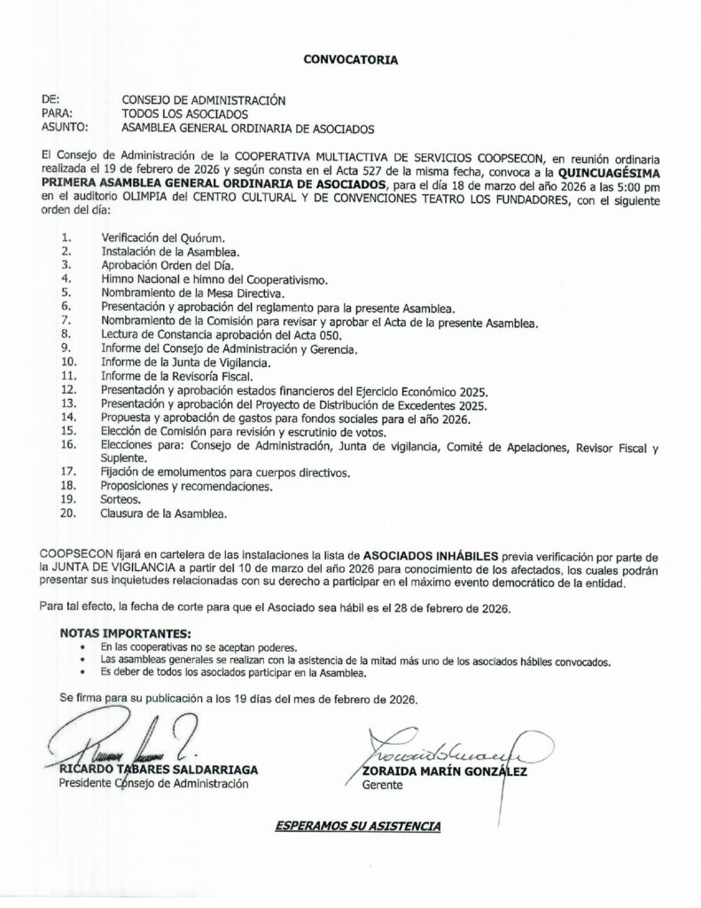 Convocatoria Asamblea General 2026